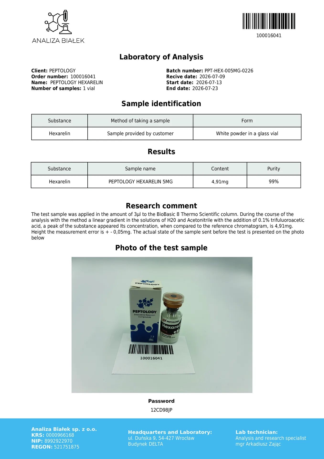 Hexarelin 5 mg – GH-sekretagog (agonist receptorja za grelin) – slika 2