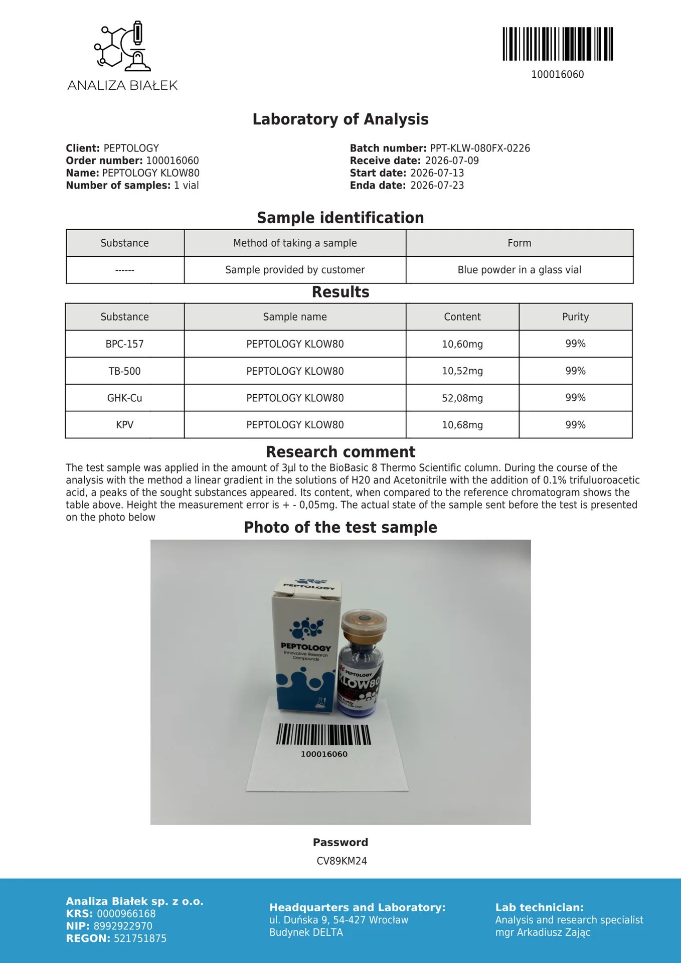 KLOW80 – Peptidni kompleks (GHK-Cu 50 mg + TB-500 10 mg + BPC-157 10 mg + KPV 10 mg) – slika 2