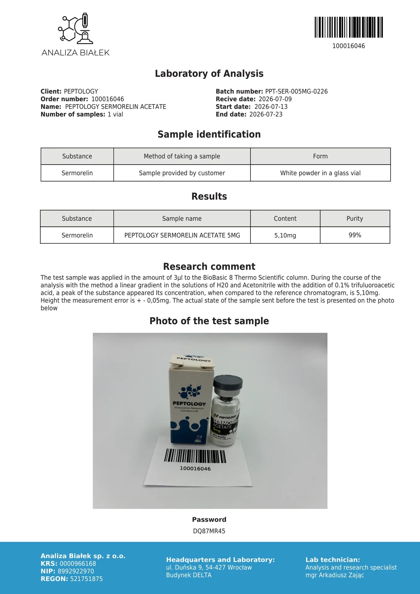Sermorelin Acetate 5 mg – stimulator rastnega hormona (GHRH) – slika 2