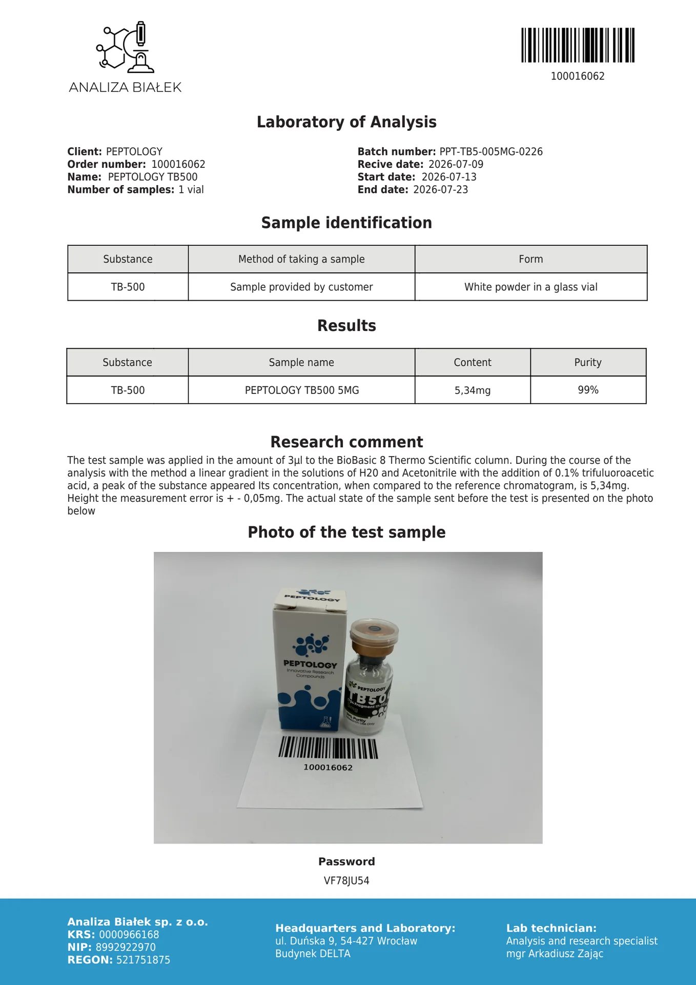 TB500 5 mg/10 mg – fragment timozina beta-4 za raziskave – slika 2