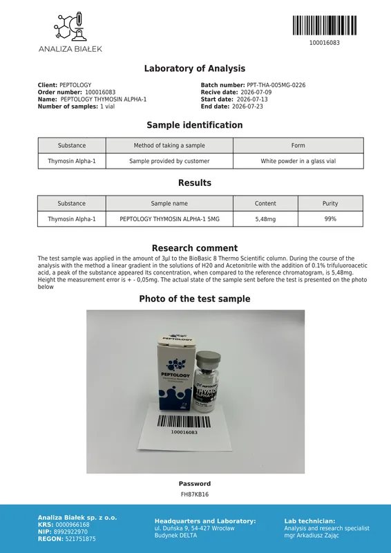 Thymosin Alpha-1 5 mg / 10 mg – peptid priželjca (imunomodulator) – slika 2